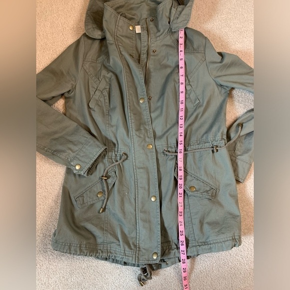 Style & Co Women Hooded Khaki  Green Anorak Jacket Size Small 100% cotton - Picture 6 of 6